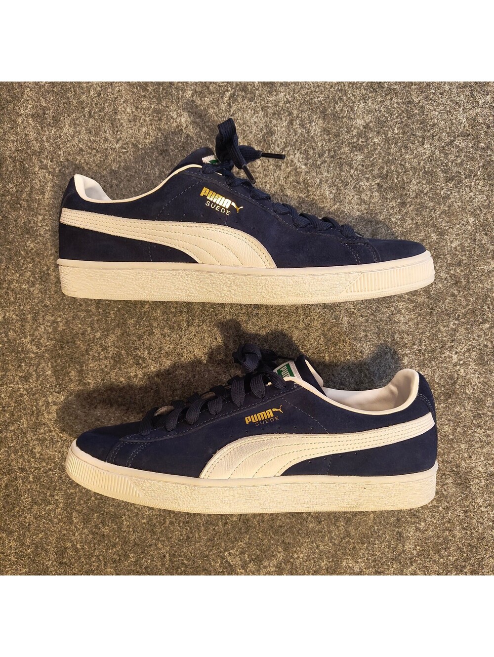 Puma Suede Classic Navy Blue White Sneakers OrthoLite Men’s Size 9.5